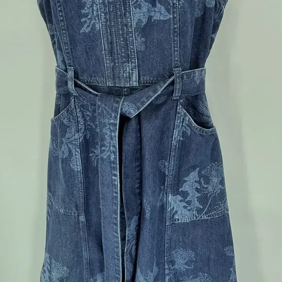 sundance poppy denim dress NEW! SUNDANCE CATALOG Women Poppy Denim Dress Dark Blue Wash Belted Sundress 8